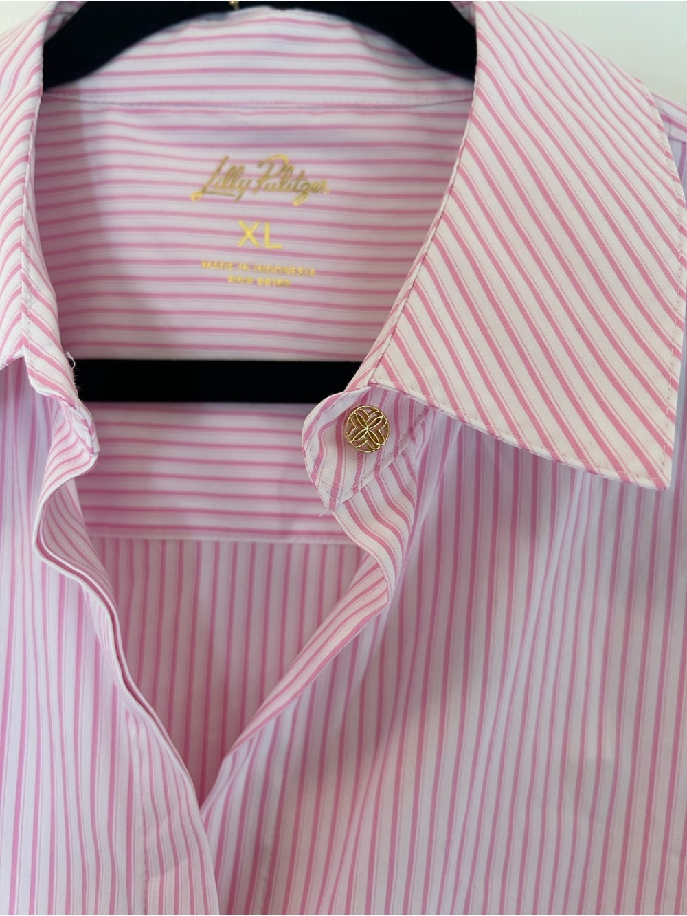 Lilly Pulitzer The Lilly Tie Shirt Conch Shell Pink Size XLarge NWT - Picture 4 of 10
